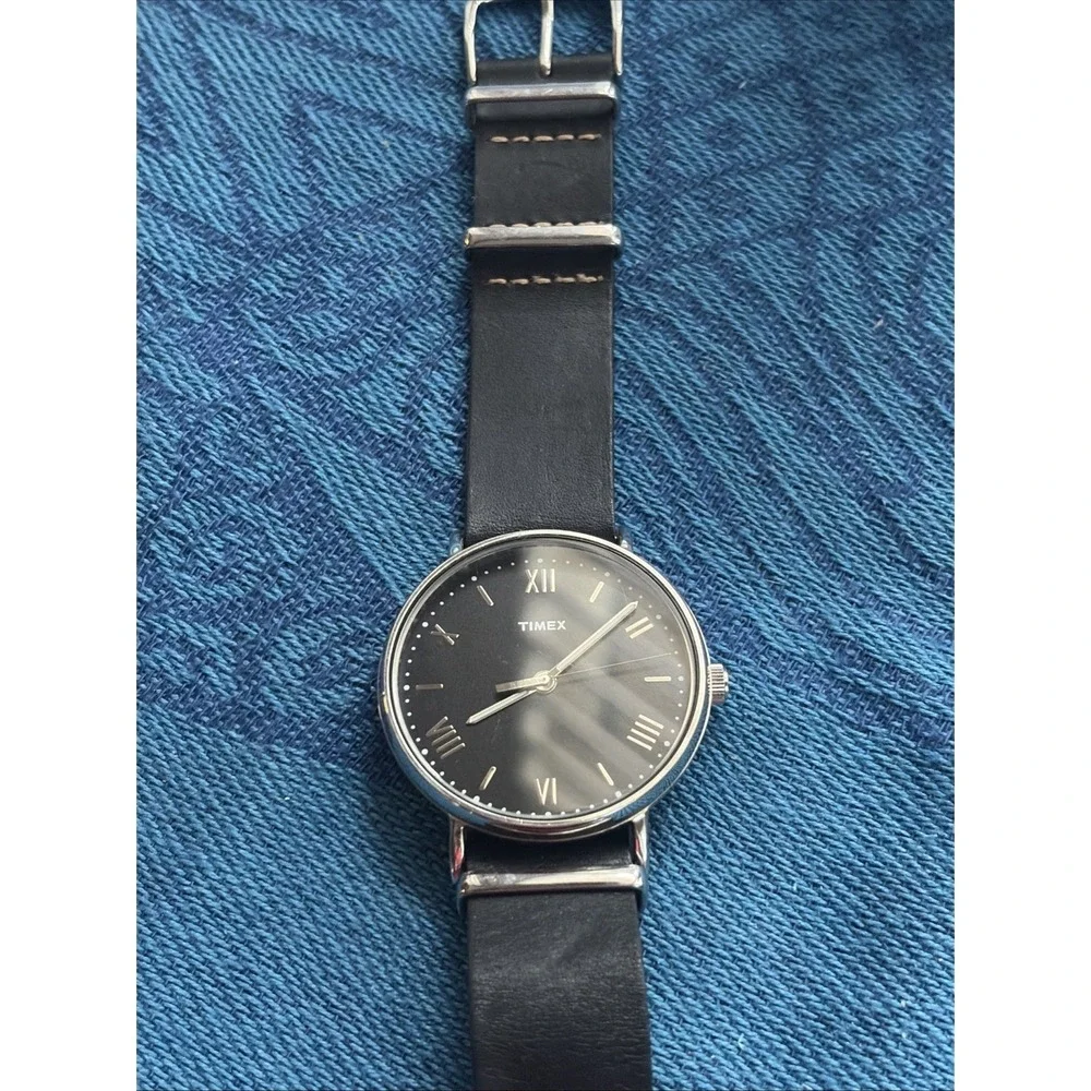 Timex Men TW2R28600 Fashion Black Dial Leather Band Quartz Analog 41mm Watch 8